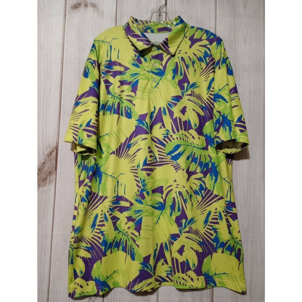 Proud 90 Shirt‎ Men's 2xl Green Purple Polo Golf Neon